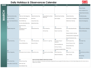 calendario marcando dias festivos marzo