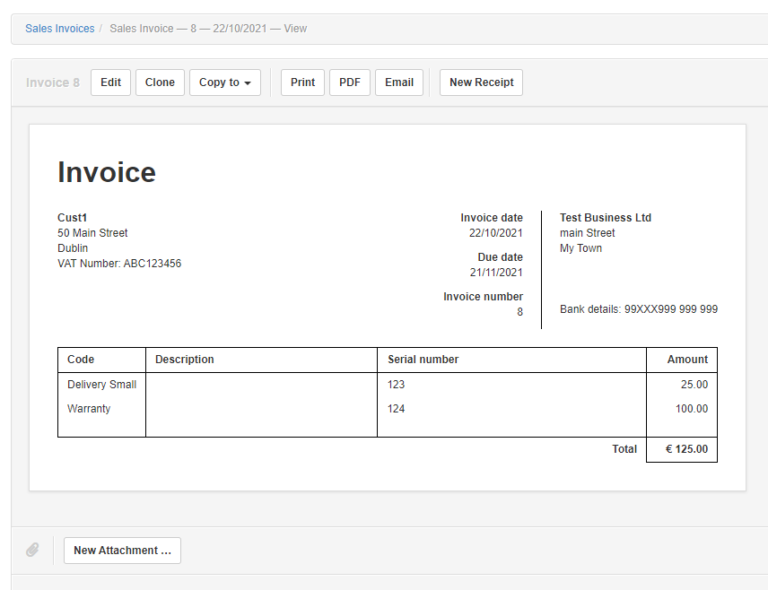 factura impresa con datos bancarios claros
