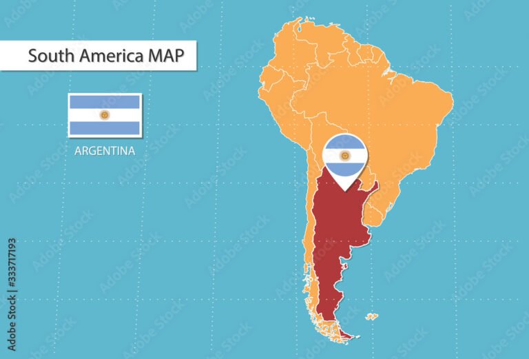 mapa de argentina con iconos digitales
