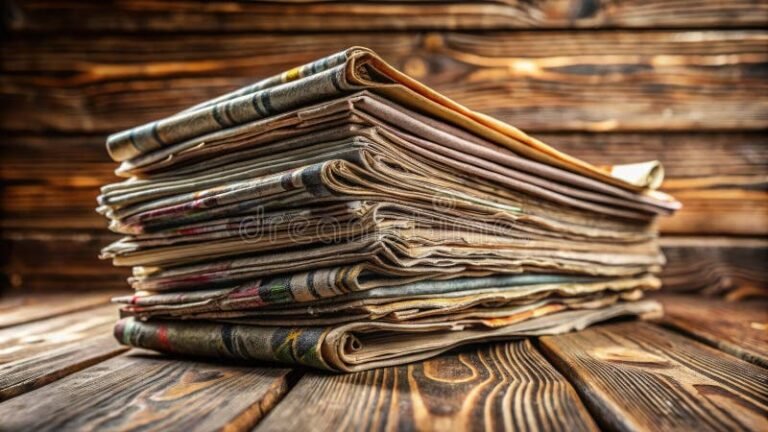 periodicos impresos sobre mesa madera