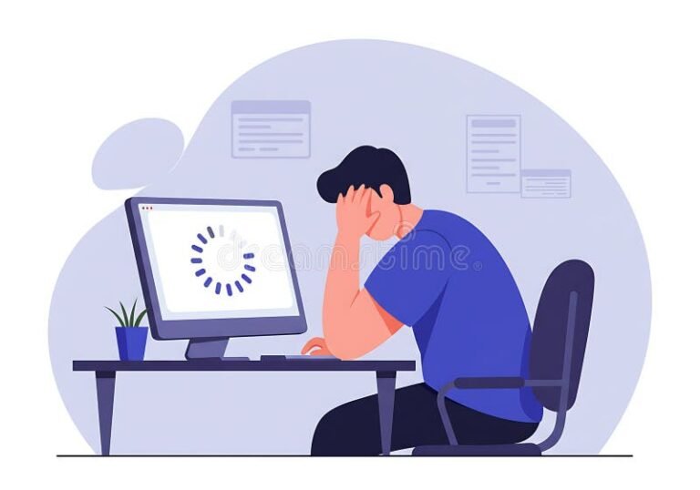 Por qué La Página De ANSES No Funciona Y Cómo Solucionarlo 4 persona frustrada frente a computadora lenta